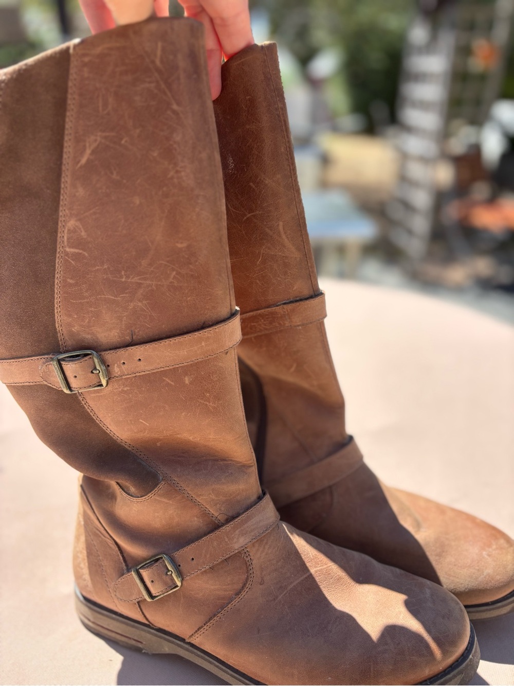 L.L. Bean Park Ridge Distressed Brown Oiled Leather Moto Riding Boots 10W